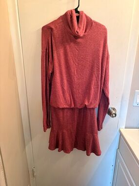 JustFab Dusty Rose Cowl Neck Sweater Dress